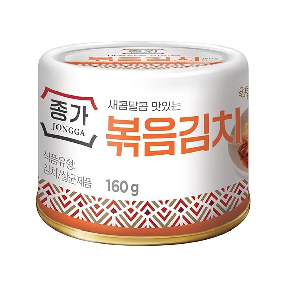 JONGGA Stir-Fried Can Kimchi (Pack of 1), Shelf Stable Canned Kimchi, Spicy Korean Authentic Fermented Pickled Cabbage, Perfect with Ramen, Noodles and Rice