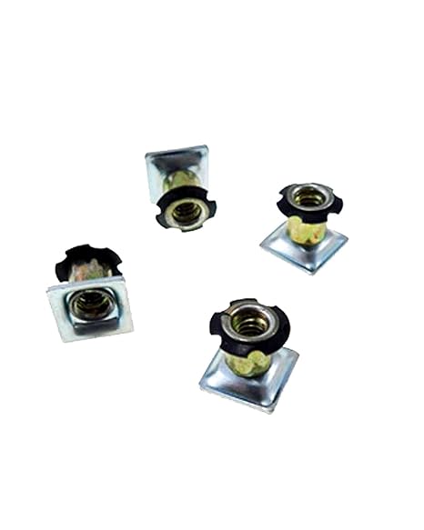 4 Pack 5/8" (OD) x 1/4-20 Alloy Steel Zinc Plated Square Tubing Threaded Inserts - Star Type Square Nut Inserts
