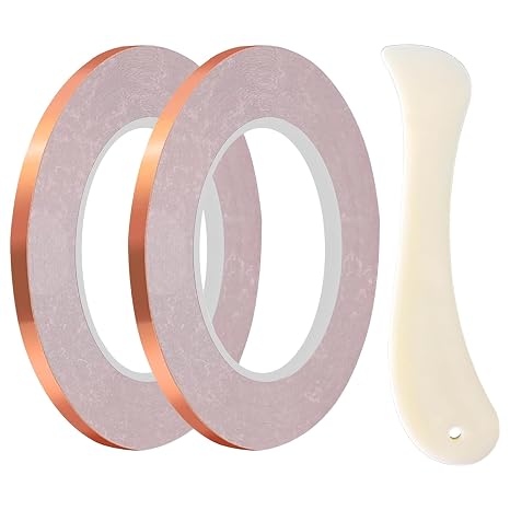 Copper Foil Tape for Stained Glass, Copper Foil Tape with Bone Folder Tool, for Stained Glass, Electrical Repairs (A)