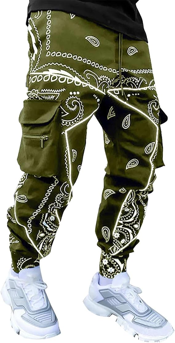 Mens Casual Print Cargo Pants Harem Pants Fancy Print Wide Leg Baggy Trousers 3D Printed Tracksuit Bottoms Elasticated Waist Hippie Trousers Summer Beach Pants Baggy Yoga Trousers