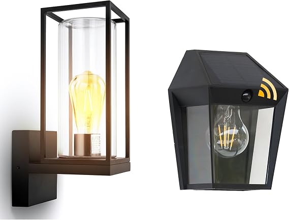 LUTEC Flair Outdoor LED Wall Sconce, and Solar Wall Lights Outdoor with 3 Modes