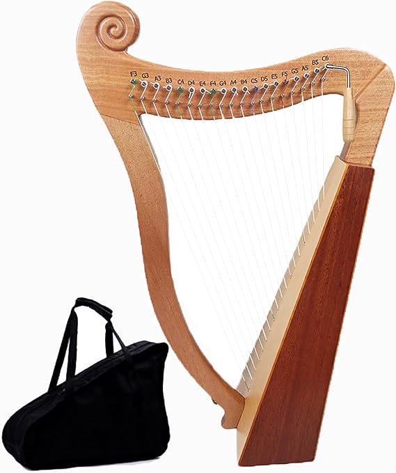 Portable Irish Harp/Mini Wooden Harp/Mahogany String Musical Instrument with Harp Bag/Tuning Lever Gift for Music Lover,19 String