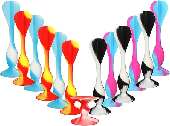 Outdoor Throwing Games Silicone Soft Darts Toys, 12Pcs Suction Cup Sticky Flying Darts, Fun Party Yard Game for Adults Kids, Beach Backyard Family Activity
