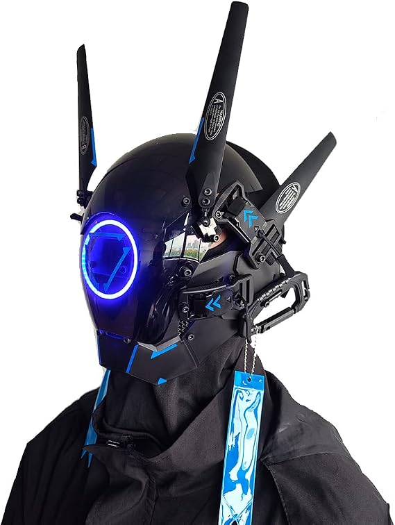 KYEDAY Punk Mask Cosplay for Men and Women, LED Round Light Mask Cosplay Halloween Fit Party Music Festival Accessories