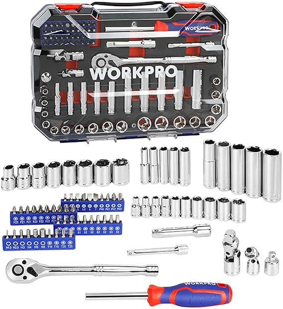 WORKPRO WP202524 1/4'’ 3/8’’ Metrik 75 Parça Cr-V Profesyonel Lokma Takımı