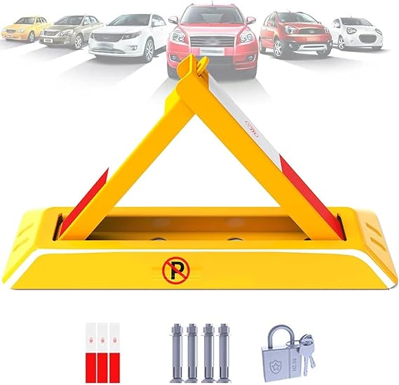 Isolation Pile Parking Guardrails Folding Parking Barrier Car Parking Pole Triangular Removable Parking Space Lock Manual Parking Blocker Parking Security Bollards(70CM)