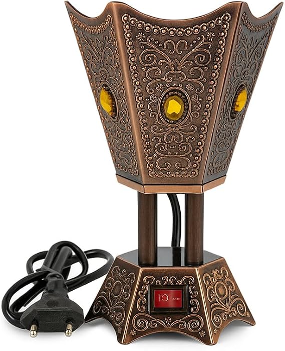 Electric Incense Burner | Arabic-Middle Eastern Style Metal Bakhoor Burner | Traditional Tabletop Censer for Aromatherapy, Home Fragrance, Yoga, Spa, Office Decor (Copper, IB-23)