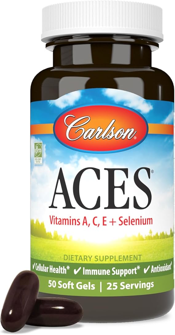 Carlson ACES, Vitamins A, C, E + Selenium, Cellular Health, 50 Softgels | Optimal Wellness