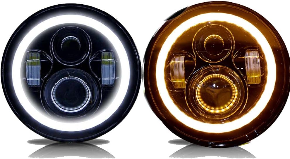 LED Black Projector Headlights Headlamp Compatible with Jeep Wrangler JL Gladiator 2018 wFactory Halogen Lamps