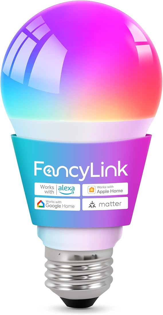 Matter Smart Light Bulbs, A19 E26, RGBCW, Hub Required, 1 Pack