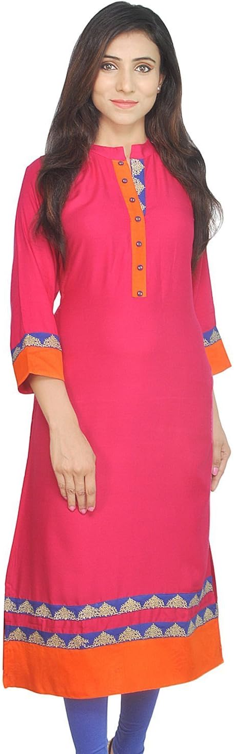 Chichi Indian Women's Embroidered Rayon Kurti For Casual/Daily/Party Wear
