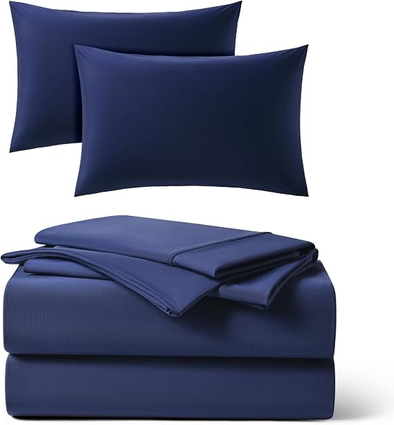 REST Buy 2 GET 30 Percent Off: 3PC Sheet Set Plus Extra Pillowcases Bundle at 30% Discount, in Midnight Blue, Queen Size
