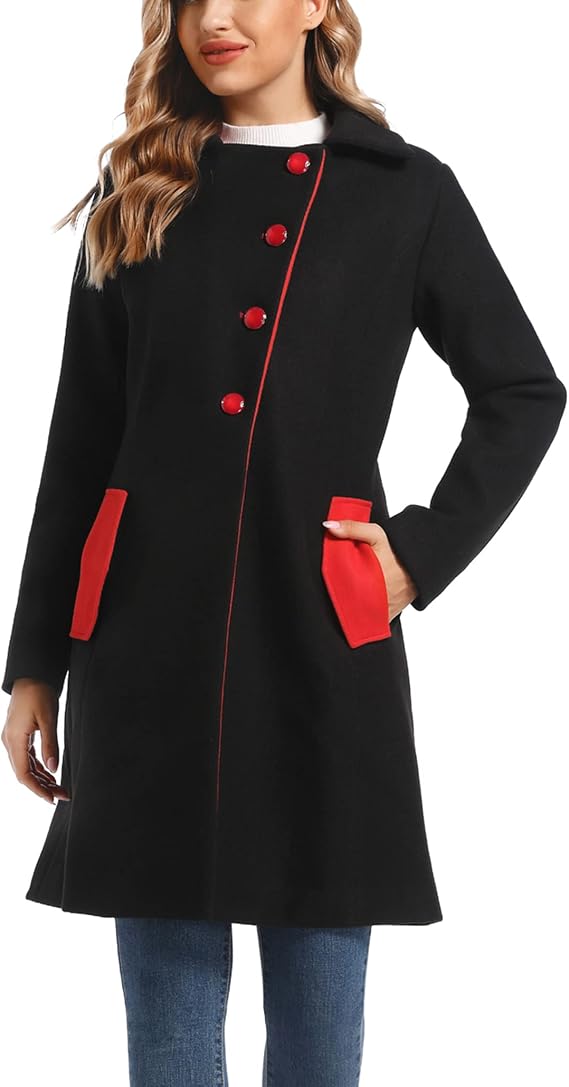 Women's Notched Lapel Single Breasted Outwear Winter Coat