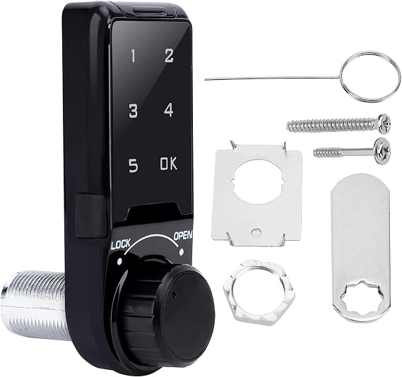 Electronic Cabinet Deadbolt Lock, Code Security Lock, Drawer Locks, Digital Locker Keypad Lock Touch Password Keyless Entry Key Access for Furniture, Hotel, Company, Factory (L=30)