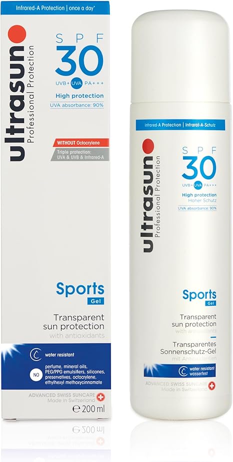ultrasun Sports SPF 30 Transparent Sun Protection Gel, 200 ml