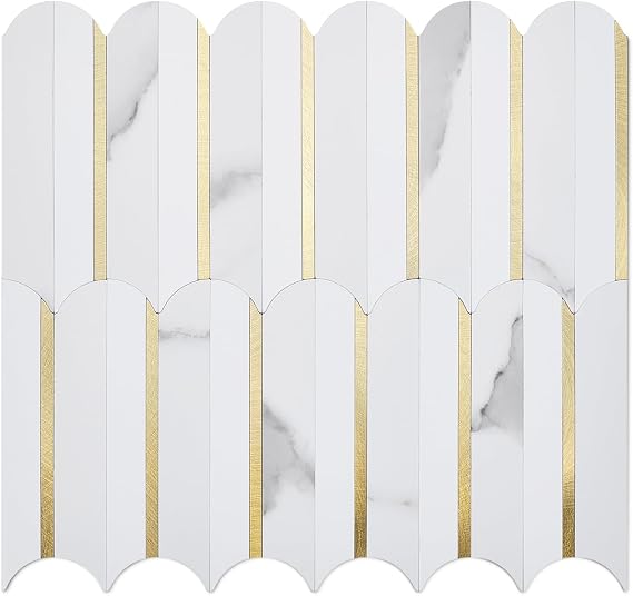 DICOFUN 10-Sheet White & Marble Look Peel and Stick Backsplash for Kitchen, PVC Stick on Backsplash Wall Tiles