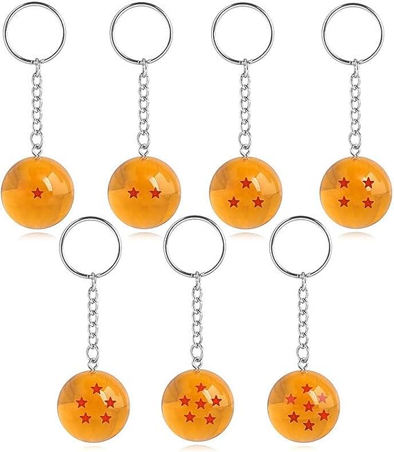 7Pack Dragon Ball Star Acrylic Keychains 2.7cm Crystal Play Ball 7 Stars Anime Keyring Pendant Anime Collectibles Ideal Gift for Kids Bday Gift DBZ Fun
