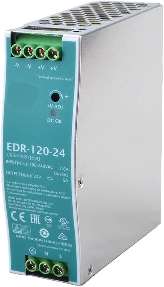 EDR-120-24 5A 120W DIN Rail Power Supply - High Efficiency, Reliable for Industrial Applications