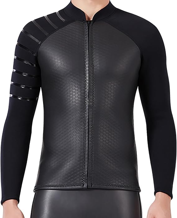3mm Diving Wetsuit Tops, Neoprene Wetsuits Jacket Thermal Long Sleeves Wet Suit for Men Women for Swimming Snorkeling Scuba Surfing