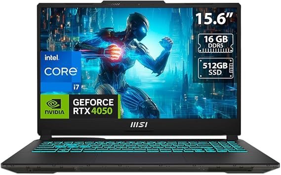 MSI Cyborg 15 15.6 144Hz FHD Gaming Laptop: Intel Core i7-13620H, NVIDIA Geforce RTX 4050, 16GB DDR5, 512GB NVMe SSD, Cooler Boost 5, Win 11 Home: Black A13VE-218US