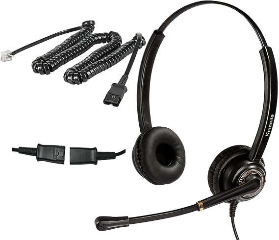 Corded Rj9 Telephone Headset with Noise Cancelling Microphone Compatible with Polycom AVAYA Fanvil AudioCodes ShoreTel Nortel Norstar Zultys Toshiba NEC Landline Deskphones