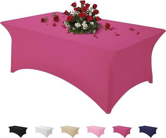 Table Cloth Fuchsia 4FT Spandex Stretch Covers for Rectangle Tablecloth