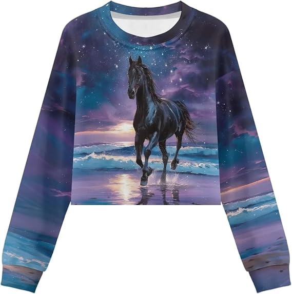 Cute Crop Top for Girls Age 5-14 Kids Crewneck Sweatshirt Long Sleeve Pullover Fall/Spring Outfit for Outdoor