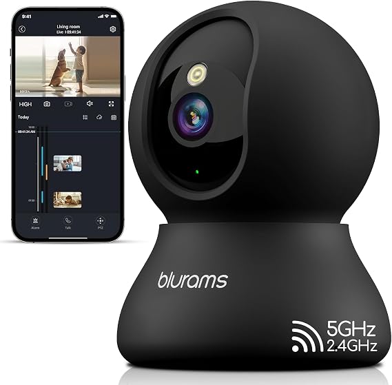 blurams Indoor Camera, 2K Pet Camera 360 Cameras for Home Security with Phone App, Motion Tracking, 2-Way Audio, IR Night Vision, Siren, Compatible with Alexa & Google Assistant
