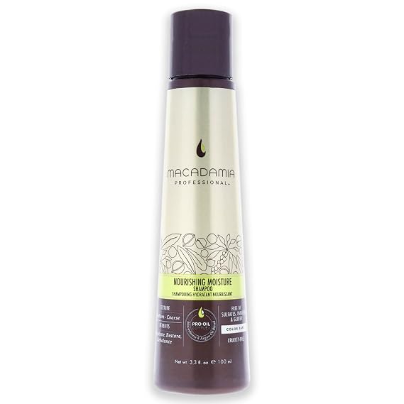 Macadamia Professional Hair Care Products Nourishing Moisture Shampoo - 3.3oz. - Medium to Coarse Hair Textures - Moisturizes & Strengthens - With Argan Oil - Sulfate, Gluten & Paraben Free, Safe for Color-Treated Hair