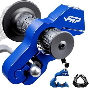 FRP Motorcycle Grip Lock - Universal Anti-Theft Handlebar Security for Bikes, Scooters & ATVs - Brake/Throttle Lock with Helmet Hook,Blue