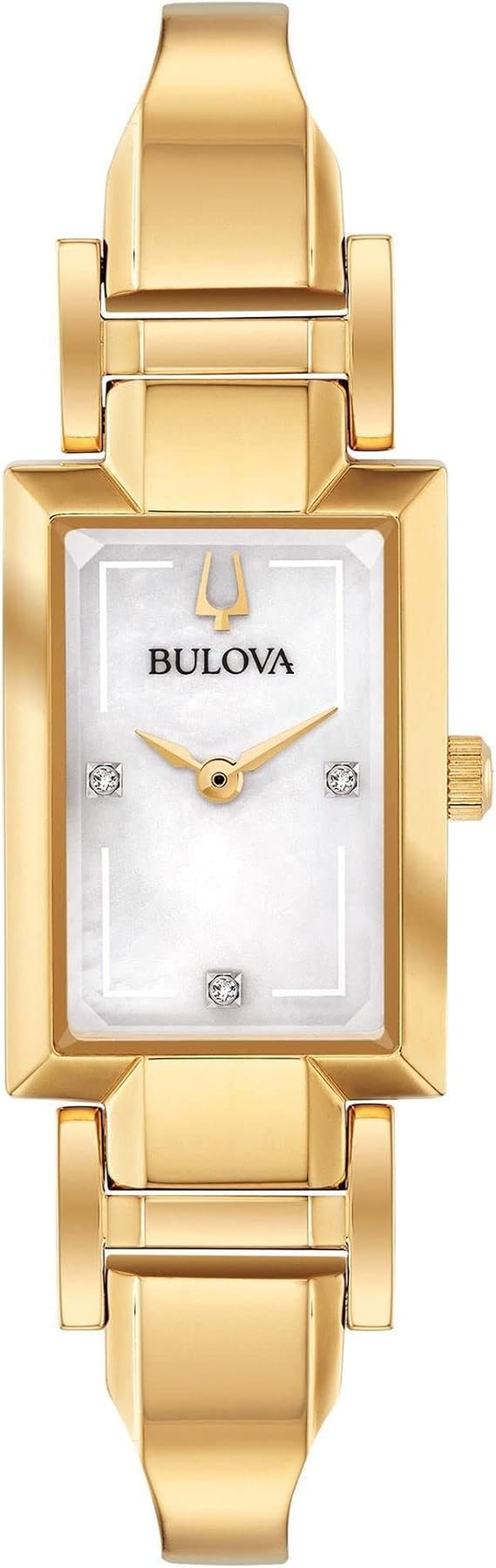 Bulova Ladies' Classic Diamond Dial Quartz Stainless Steel Watch, Rectangle, Mother-of-Pearl