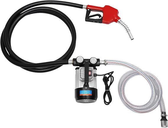 Self Priming Water Drill Pump Attachment, Electric Diesel Fuel Transfer Self Priming Electric Fuel Pump, with Suction and Discharge Hose, for Water, Oil Transfer