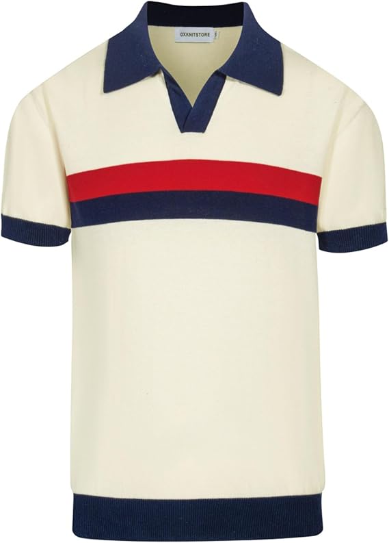 OXKNIT Men's Polo Shirts Casual Short Sleeve Knitted V Neck Summer Shirt