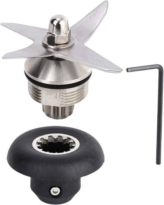 3pcs Blender Blade Replacement Parts, Stainless Steel Blender Blade with Wrench & Drive Socket Kit Accessories Attachment for Vitamix 32oz & 64oz Containers (Black, Silver)