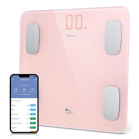 AGM Smart Body Weight Fat Scale with App, Wireless Bluetooth (Pink)