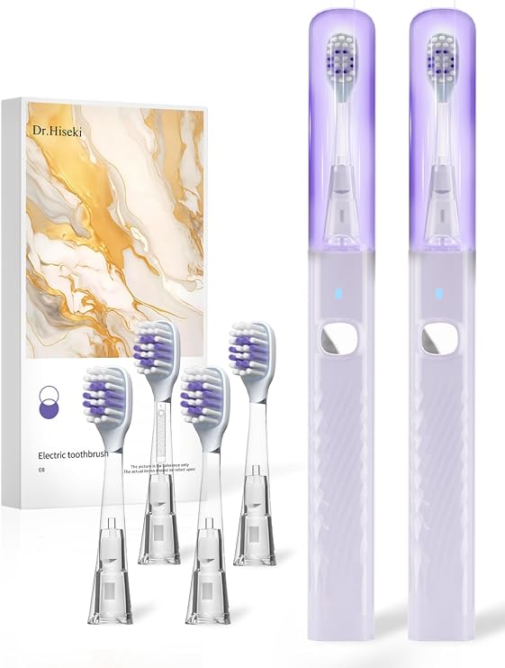 Dr.Hiseki 2PCS Sonic Electric Toothbrush for Adults - 38000 VPM Deep Clean and 4 Cleaning Modes, Rechargeable Toothbrush, 3-Hour Fast Charge, 60 Days Long Battery Life. IPX7 Waterproof