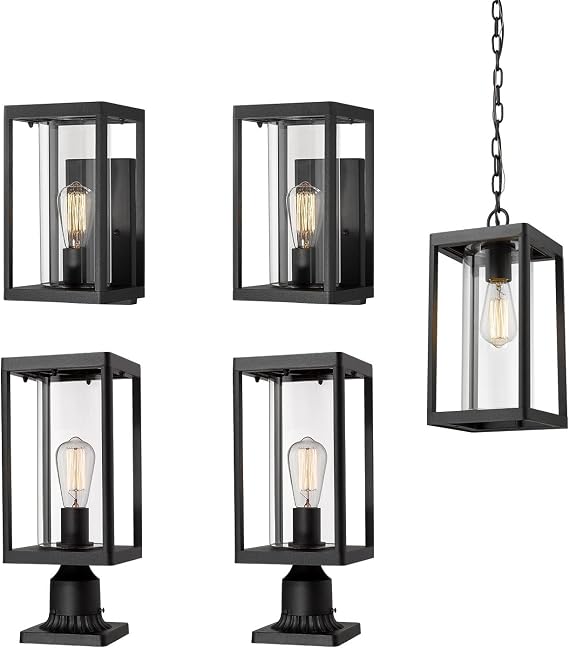 Beionxii Outdoor Post Light, Outdoor Wall Lights Pendant Light - Bundle Set