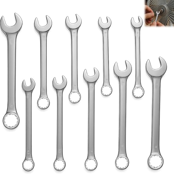 10PCS Combination Spanner Set, Small Spanners Set, Mini Wrench Sets, Metric Small Ratchet Spanner Sets, Metric 4mm-11mm Open End and Box End Wrenches Carbon Steel Spanners