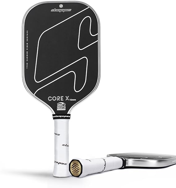 Raw Carbon Fiber Pickleball Paddles | Gen4 T700 Pickleball Paddles with X-PPF Structured Core™ & Overgrips| Premium Pickle Ball Racket Enhanced Control & Spin & Power| USAPA Approved (Black-Grey)