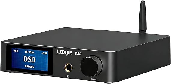 LOXJIE D30 Audio DAC & Headphone AMP ES9068AS Chip XMOS PCM 32bit/768kHz MQA DSD512 Bluetooth 5.0 APT-X JAS Hi-Res Certification, with Remote Control