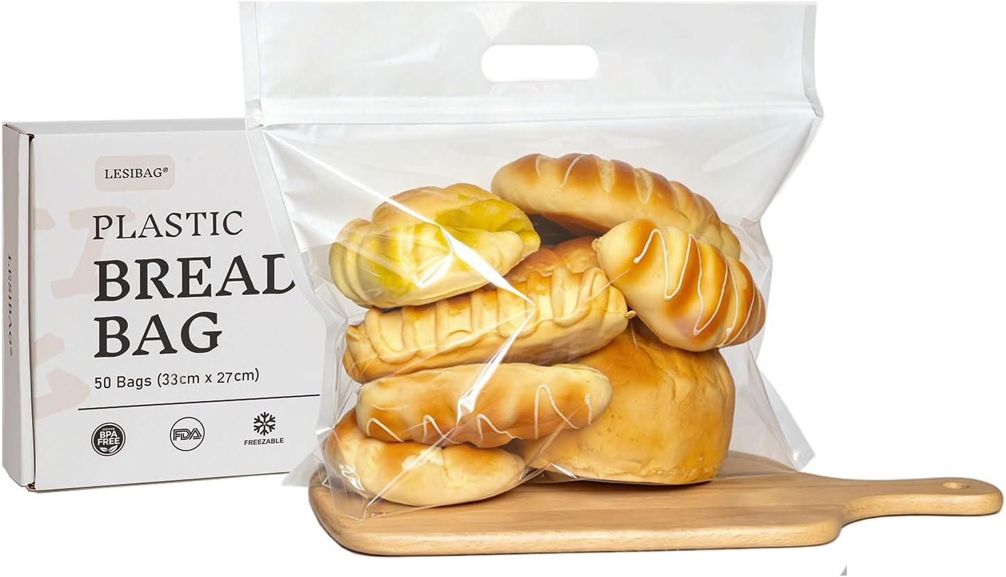Plastic Bread Bags for for Loaves, Sourdough, Bagels, Freezable Seal Tight 13‘’ x 10.6'' Clear (13‘’ x 10.6'' Clear)