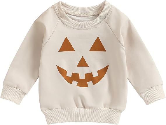 Ayalinggo Toddler Baby Girl Boy Halloween Sweatshirt Long Sleeve Pumpkin Shirt Crewneck Sweater Retro Top Fall Outfit
