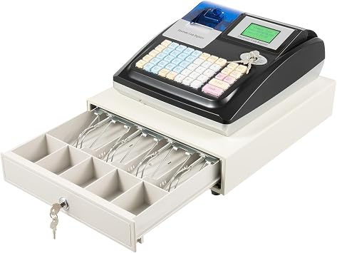 48 Keys Cash Register for Small Businesses, Electronic Cashier Registers, Tabletop Commercial Cash Drawer with Thermal Printer Head for Restaurant Retail Supermarket Store(Black)
