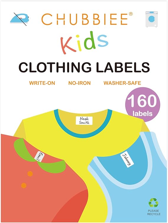 CHUBBIEE All Purpose No-Iron Kids Clothing Labels, 160-Pack