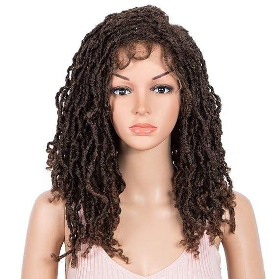 Style Icon 15.5" Short Faux Locs Wig with Baby Hair Synthetic Dreadlock Wig Natural Looking Handmade Braid Twist Wigs for Black Women (T1B/30, 15.5 Inches)
