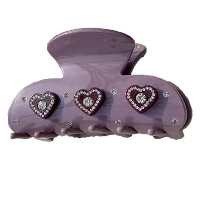 Elegant Purple Heart Claw Clip,Flower Hair Claw Clips,Flower Hair Jaw Clip,Acetate Hair Clip for Girls,Small Hair Claw Barrettes for Women Purple Heart
