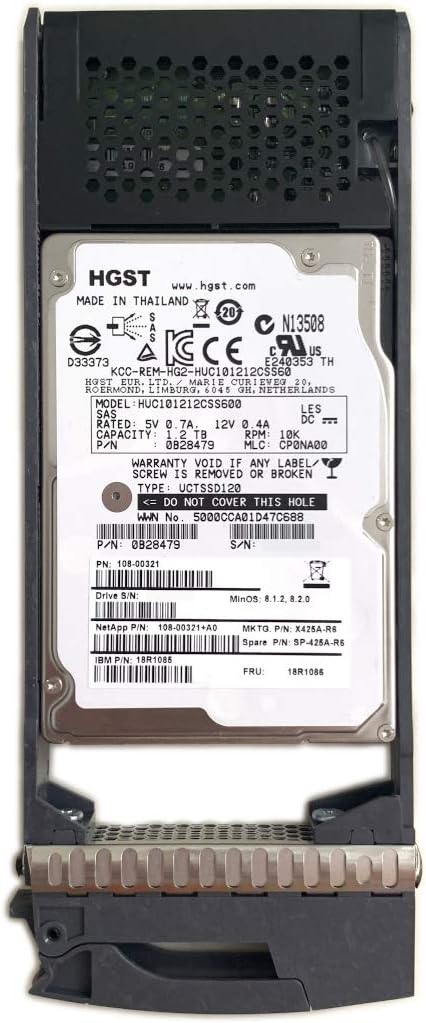 NetApp X425A-R6 1.2TB 10K 2.5 SAS 6 Gbs, HGST 0B28479 HUC101212CSS600, SP-425A-R6 108-00321 18R1085 18R1086 Hard Drive