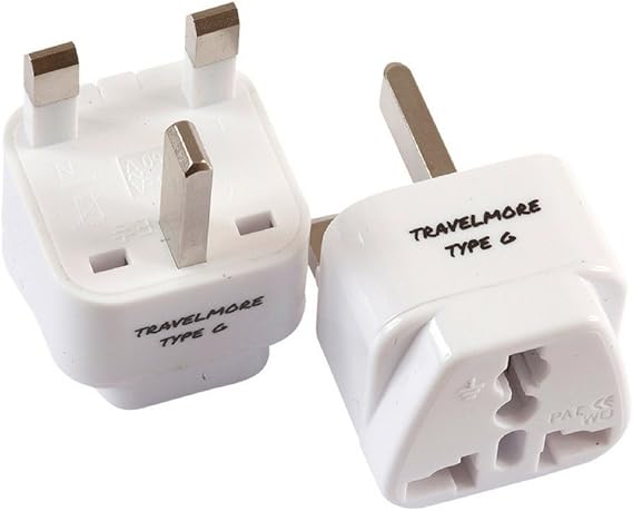 2 Pack UK Travel Adapter for Type G Plug - Works with Electrical Outlets in United Kingdom, Hong Kong, Ireland, Great Britain, Scotland, England, London, Dublin & More