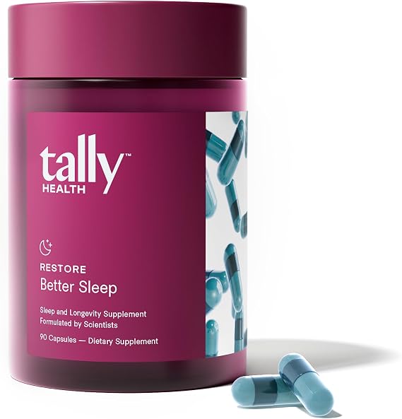 Tally Health Better Sleep Supplement with Magnesium Bisglycinate & L-Theanine, 90 Count