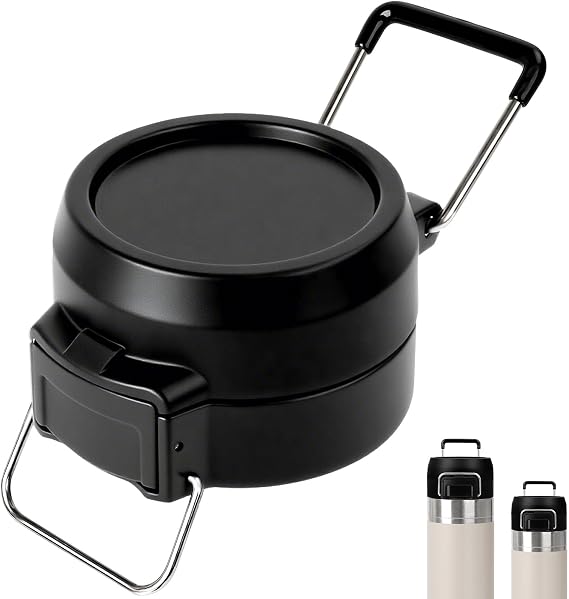 Lid Replacement for Stanley Quick Flip GO, Cover Cap for Stanley 24oz/36oz, BPA-Free Push Button, Leakproof Lid with Carry Loop for Travel/Sports, No Spill Reuse Top for StanleyAccessories, Black